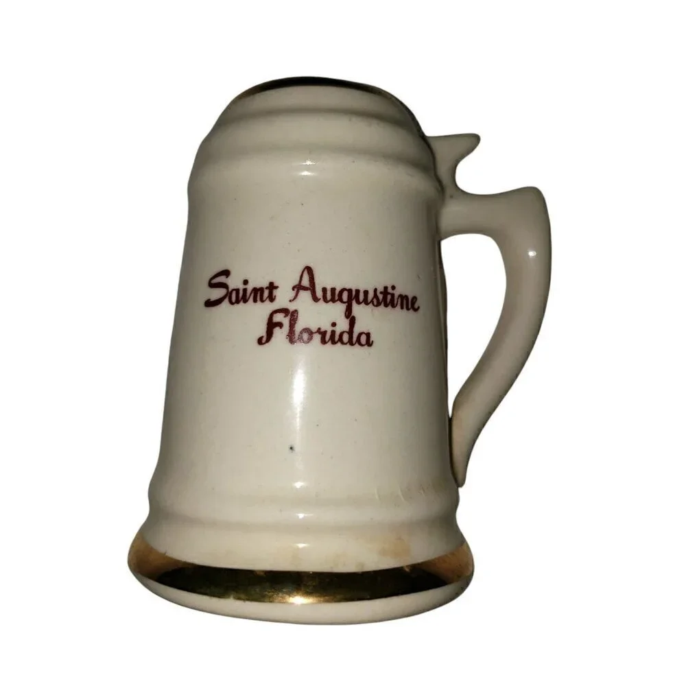 Vintage‎ St Augustine Florida Salt & Pepper Shakers Souvenir Kitch Stein Mug